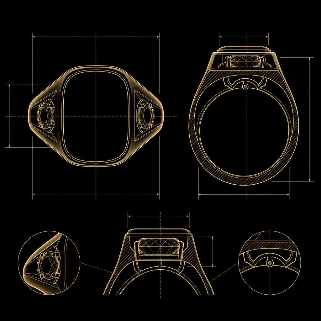 Engineering blueprint of a contest ring